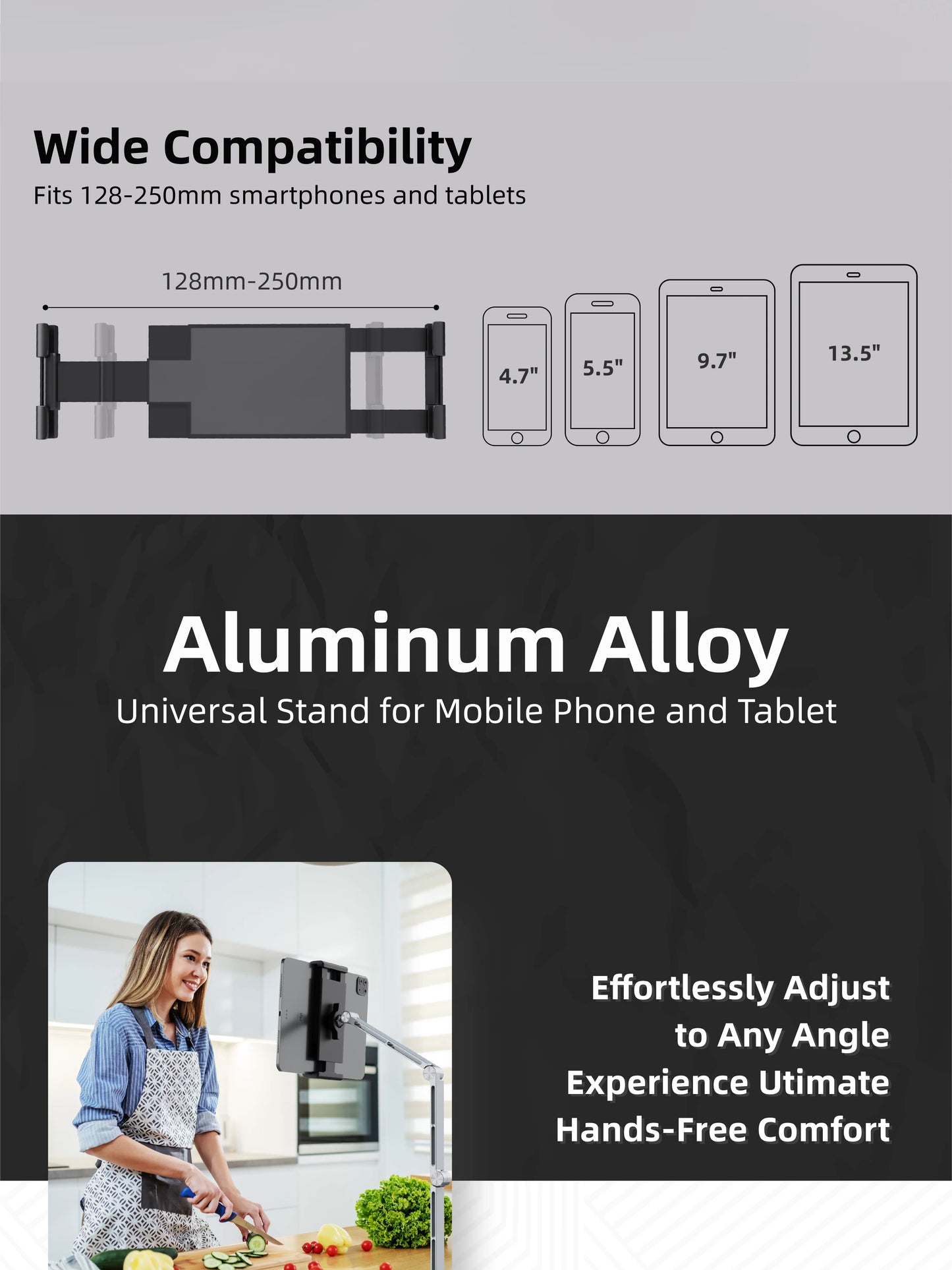 Support cantilever rotatif pour tablettes, téléphones et moniteurs portables