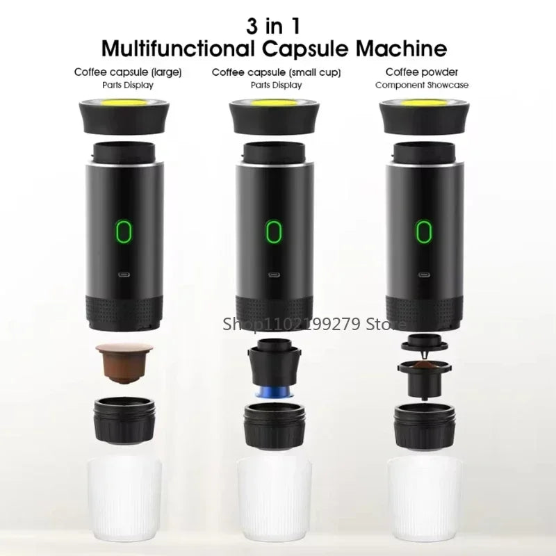 Machine à Expresso Portable 3-en-1 – Compatible Capsules & Café Moulu