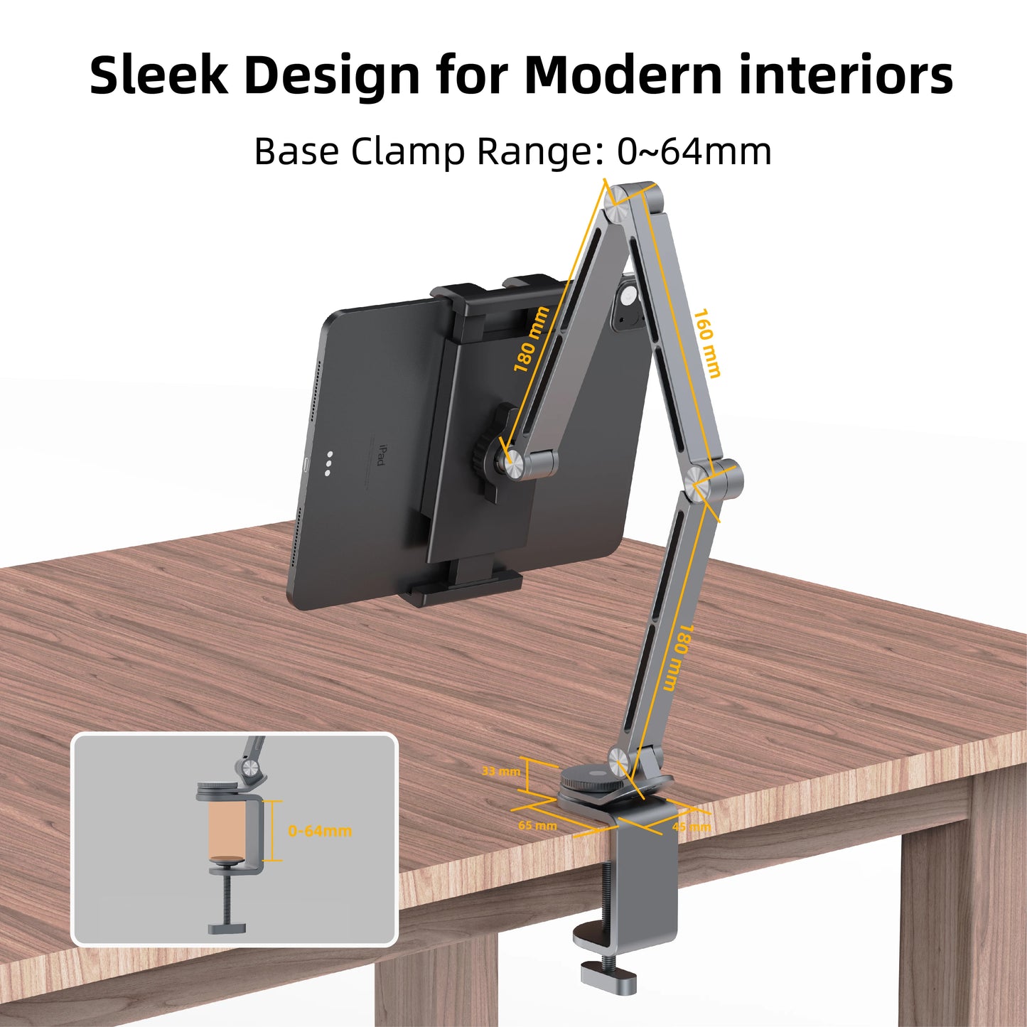 Support cantilever rotatif pour tablettes, téléphones et moniteurs portables