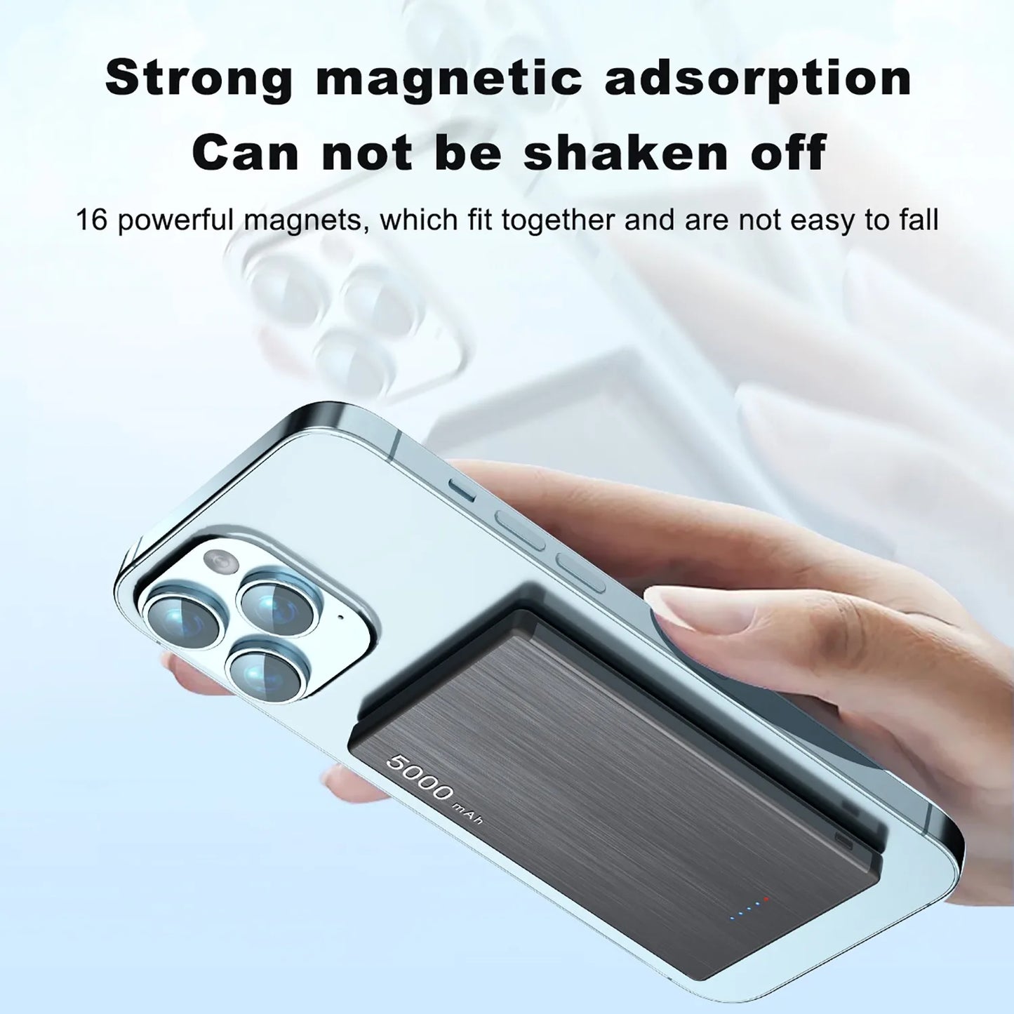 Ultra thin Magnetic Power Bank 5000mAh Super Fast Charging Wireless Powerbank Battery External Charger for IPhone Samsung Xiaomi