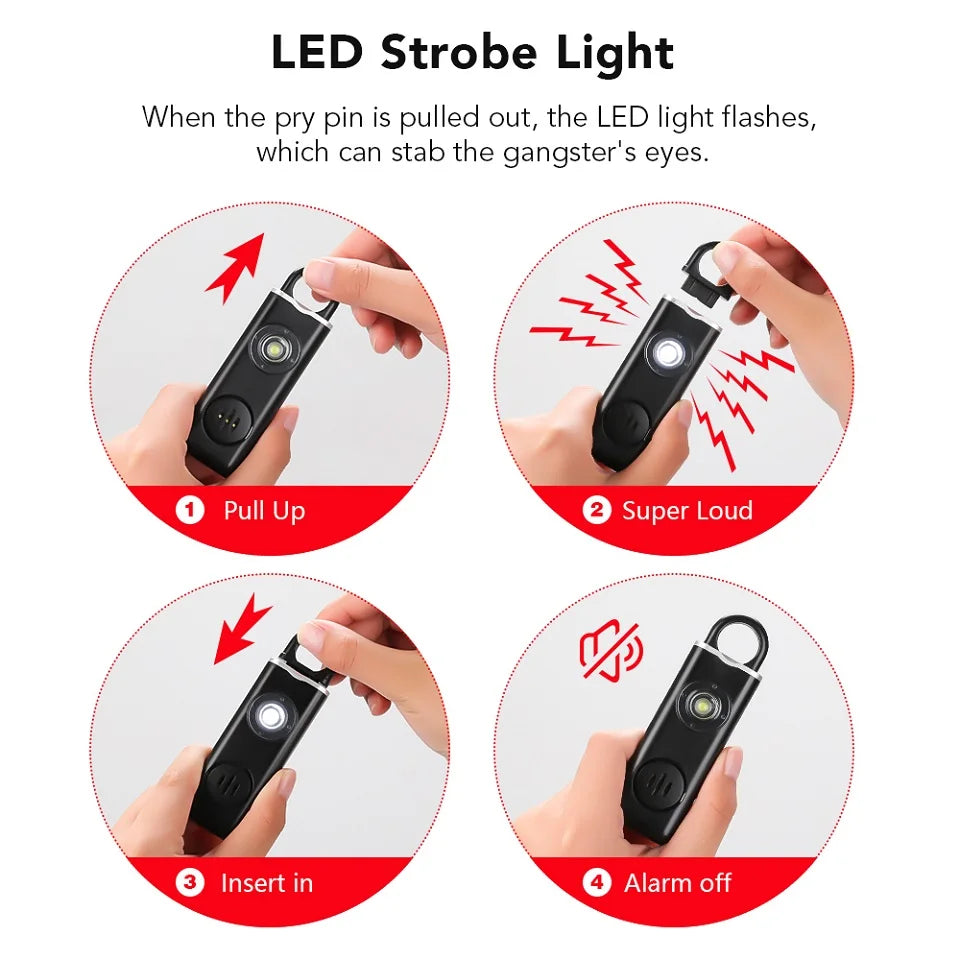 Alarme d’Urgence 130dB Rechargeable pour Femmes et Enfants