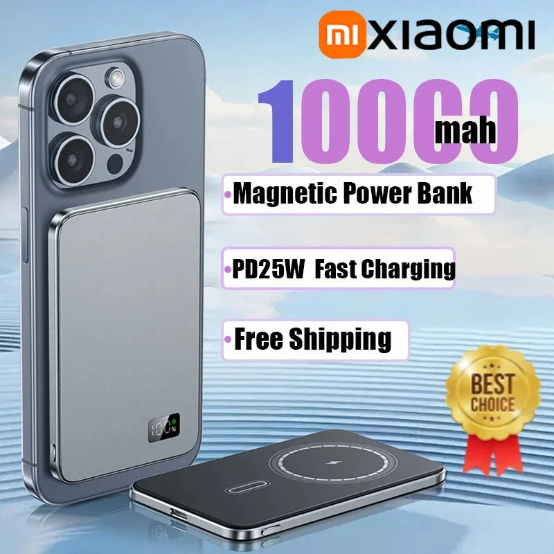 Xiaomi Slim Magnetic Wireless Power Bank 10000mAh High-capacity 20W Fast Charging External Battery For iPhone Magsafe 2025 New