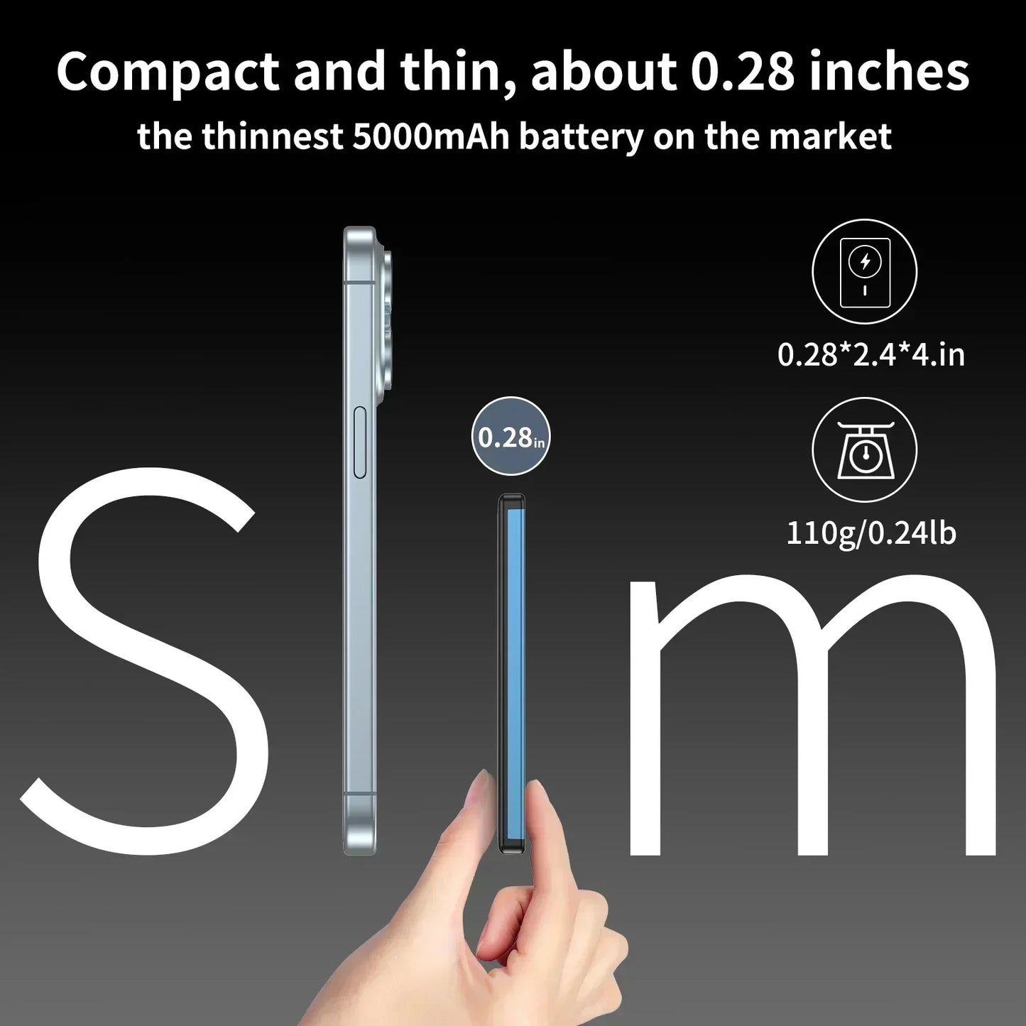 Ultra thin Magnetic Power Bank 5000mAh Super Fast Charging Wireless Powerbank Battery External Charger for IPhone Samsung Xiaomi