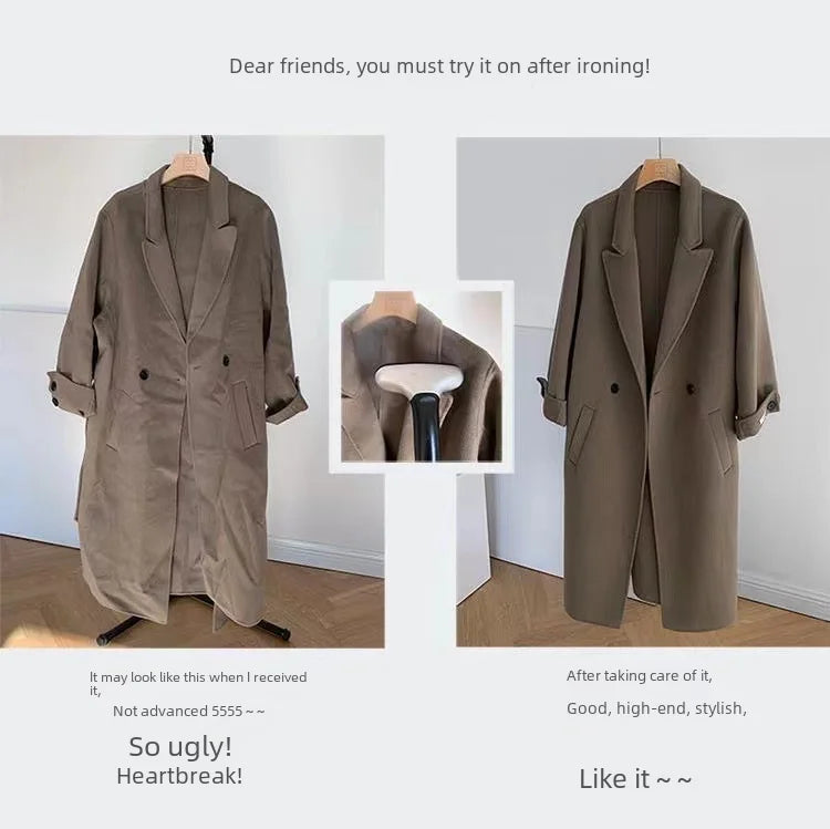 Manteau mi-long en alpaga double face – Style coréen chaud et élégant