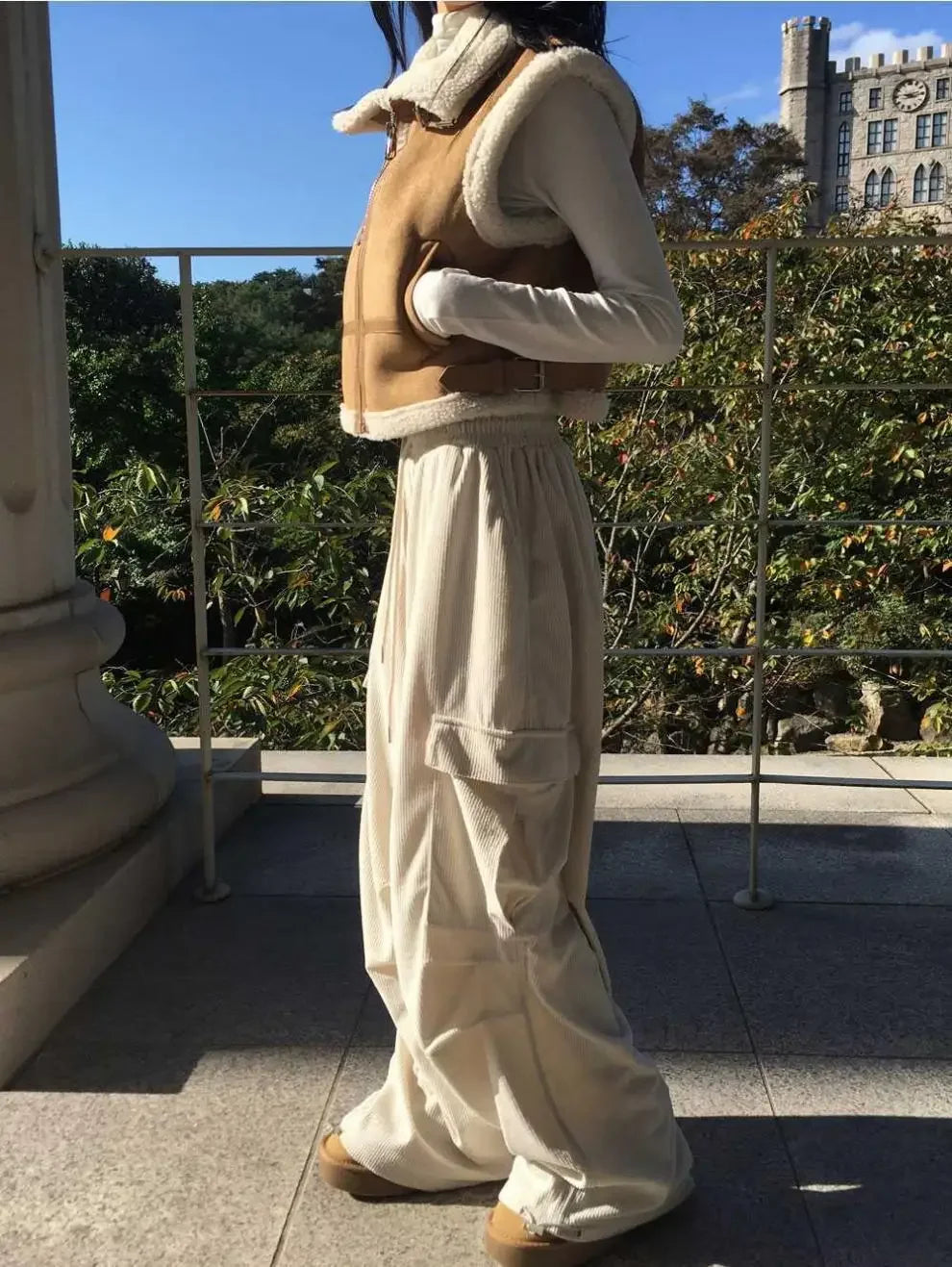 Gilet en laine d’agneau style coréen – Chaud et élégant Automne/Hiver