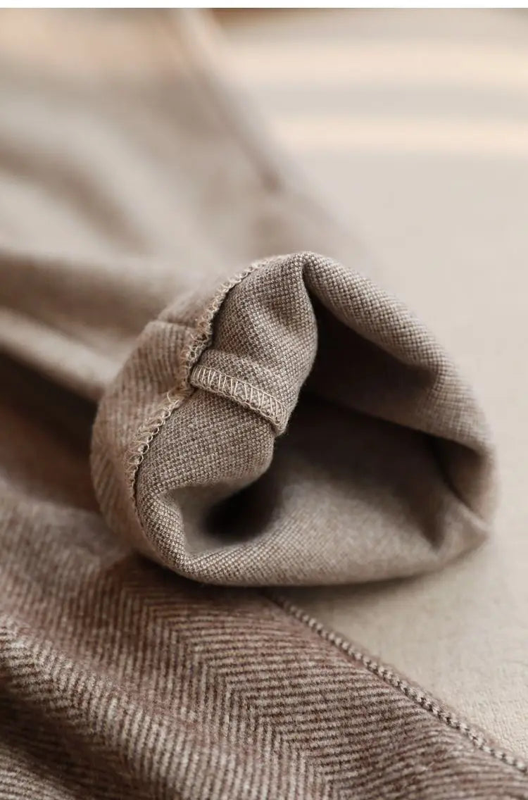 Pantalon femme coupe fuselée taille haute – polyester broadcloth automne-hiver