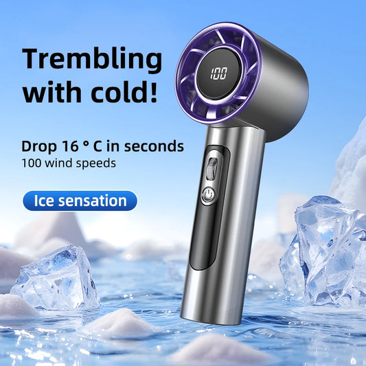 Ventilateur Portable à Main – 100 Vitesses Réglables (USB Rechargeable)