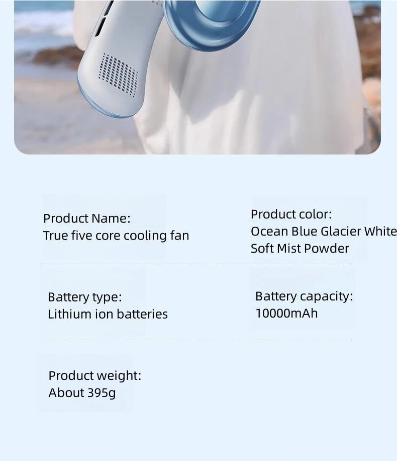 Ventilateur portable 10000mAh rechargeable, puissance