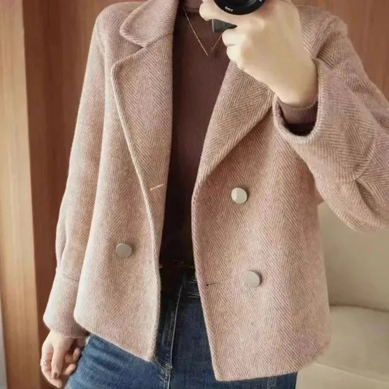 Manteau femme en laine mélangée (style casual, coupe slim)