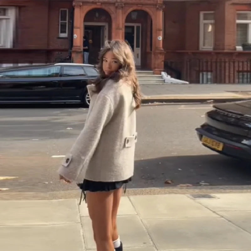 Veste femme vintage en laine mélangée – Chic Office Lady Automne/Hiver