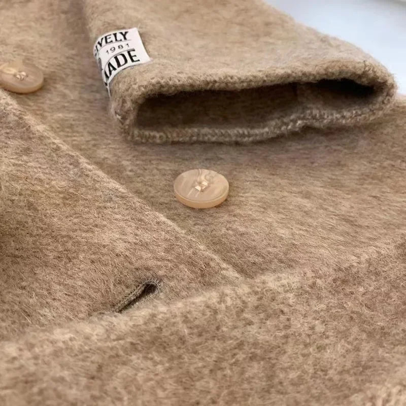 Manteau mi-long en alpaga double face – Style coréen chaud et élégant