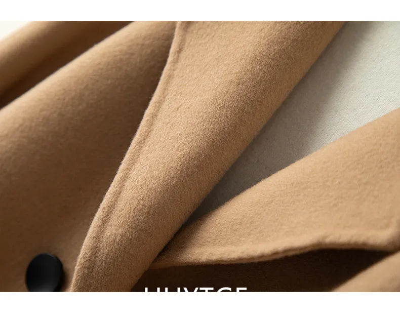 Manteau Court Femme Cachemire & Laine à Double Boutonnage – Style Élégant