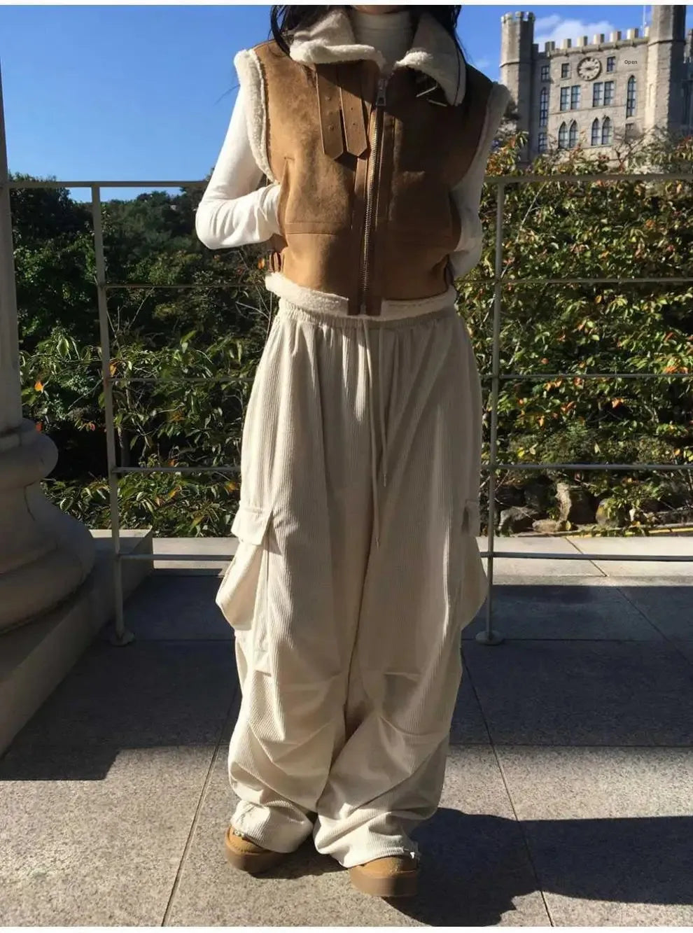 Gilet en laine d’agneau style coréen – Chaud et élégant Automne/Hiver