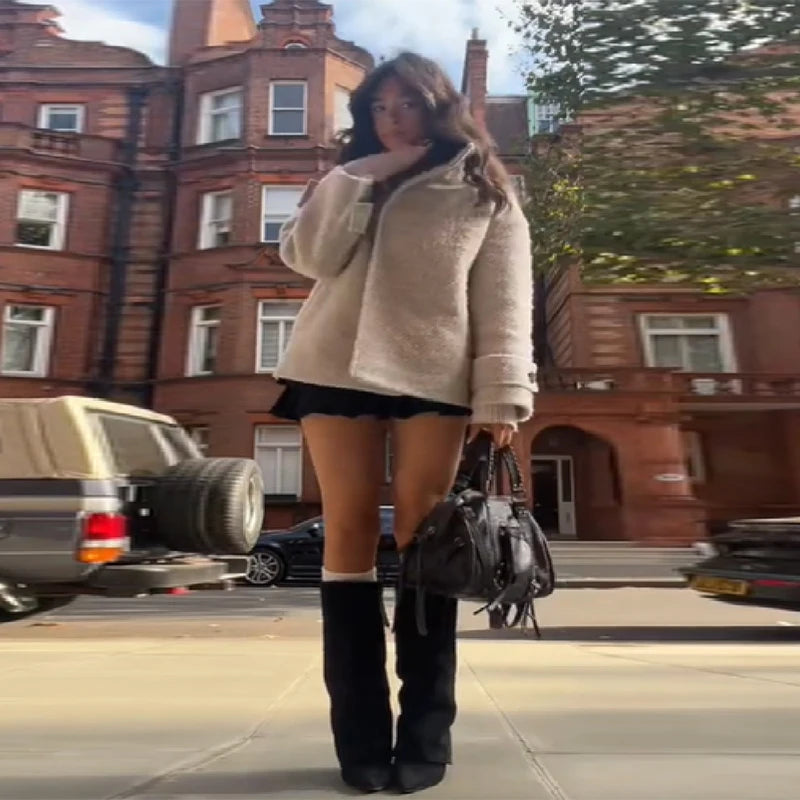 Veste femme vintage en laine mélangée – Chic Office Lady Automne/Hiver